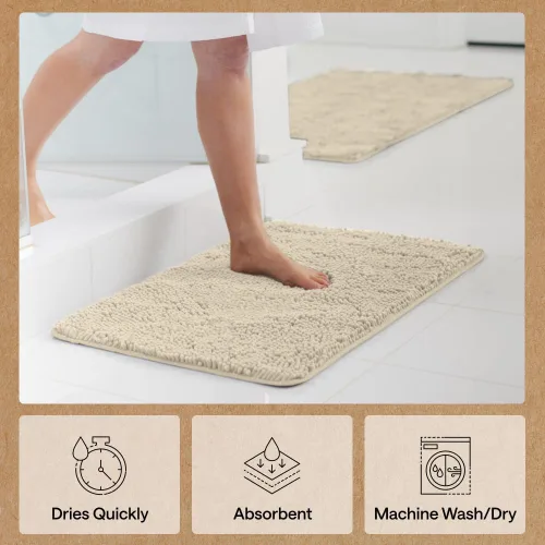 Miniatura 182 de Gorilla Grip - Tapete de baño de felpilla gruesa, suave y absorbente, secado rápido, de microfibra, con reverso de caucho, para piso de ducha, Nube