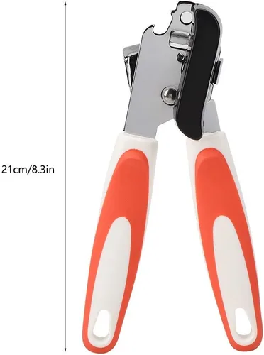 Miniatura 2 de Fdit Abrelatas multifunción naranja y negro, de acero inoxidable, manual de seguridad, abrelatas de lata, de mano, prácticos, utensilios de cocina