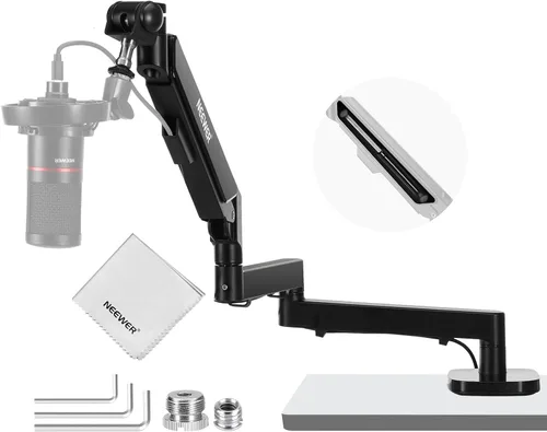 Miniatura 8 de NEEWER Soporte para micrófono, soporte de micrófono amortiguado de perfil bajo, soporte de escritorio con brazo de pluma con cabezal de bola