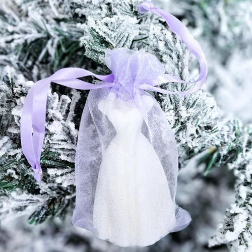 Miniatura 7 de QIANF 20 bolsas de regalo de organza transparente lavanda de 4 x 6 pulgadas con cordón, bolsas de golosinas, bolsa de malla para joyas, bolsa