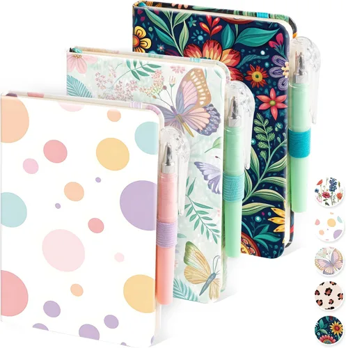 Miniatura 32 de Paquete de 3 cuadernos rayados con bolígrafo, cuadernos A5 (5.7 x 8.4 pulgadas) de tapa dura de cuero para mujeres y hombres, trabajo, 160 páginas