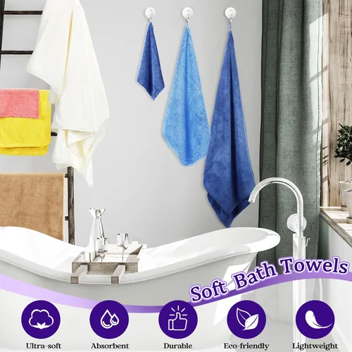 Miniatura 5 de Juego de 24 toallas de baño a granel, incluye toallas de mano, toallas de baño, juego de toallas absorbentes de terciopelo coral de microfibra