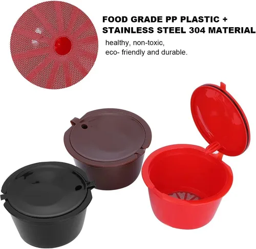 Miniatura 3 de Plplaaoo Paquete de 6 cápsulas de café reutilizables compatibles con Nescafe Dolce Gusto – Cápsulas de café recargables con cepillo de limpieza