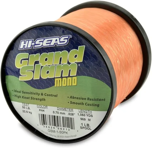 Miniatura 55 de Sedal de Pesca de Monofilamento HI-SEAS Grand Slam - Fuerte y Resistente a la Abrasión en Transparente, Rosa, Verde, Azul Ahumado, Amarillo