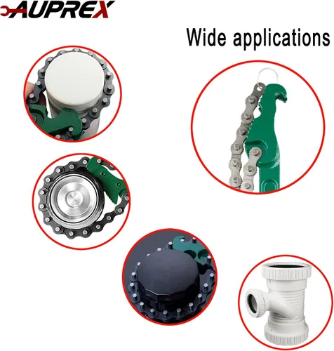 Miniatura 7 de AUPREX Llave inglesa de filtro de aceite de cadena de trinquete de servicio pesado ajustable de acero al carbono resistente de 12 pulgadas