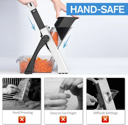 Miniatura 2 de (Todo en 1) Versión mejorada Cortadora de mandolina para cocina y mandolina ajustable. Cuchilla desmontable, cortador de verduras de cocina, corte