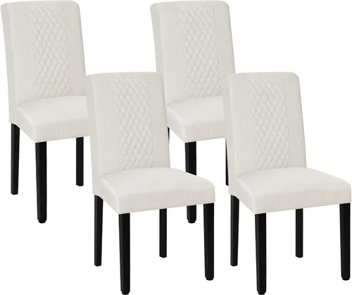 Miniatura 9 de VECELO Juego de 2 sillas de comedor, patas de madera tapizadas de tela con respaldo alto para cocina, sala de estar, color beige