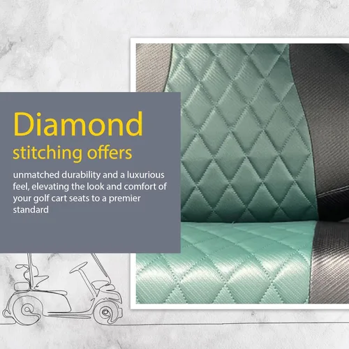 Miniatura 3 de Club CAR Precedent - Fundas de asiento delantero para carrito de golf, costuras de diamante (negro/verde oscuro)