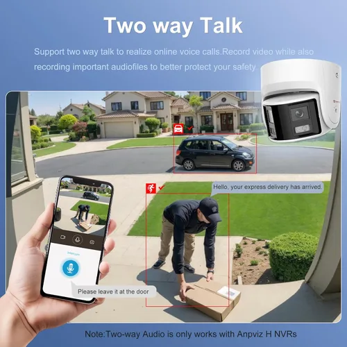 Miniatura 4 de Anpviz Cámara de seguridad PoE de doble lente 4K/8MP para exteriores, gran angular de 180 grados, cámara panorámica IP con cable de 180°