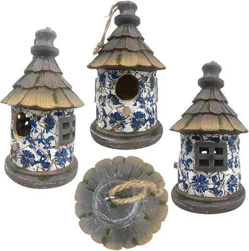 Miniatura 3 de OUSHUAI Casa para pájaros para exteriores con poste, decoración de jardín, casas para pájaros colgantes resistentes a la intemperie, nido de pájaros