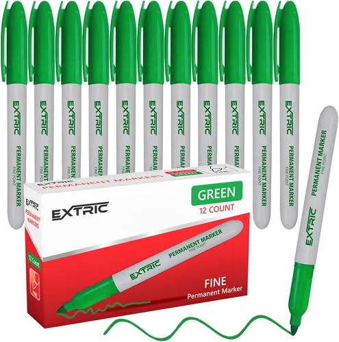 Miniatura 10 de EXTRIC Marcadores permanentes negros, 12 marcadores de punta fina, secado rápido, funciona en madera, papel, plástico, metal y vidrio, para uso