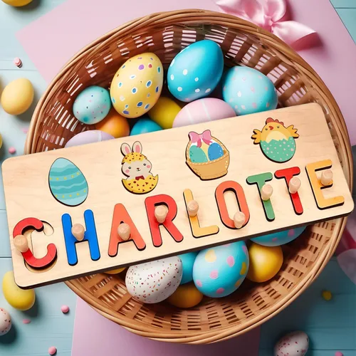 Miniatura 2 de Rompecabezas de madera con nombre personalizado para niños, regalos de Pascua personalizados para bebés, regalos de primer cumpleaños, juguetes