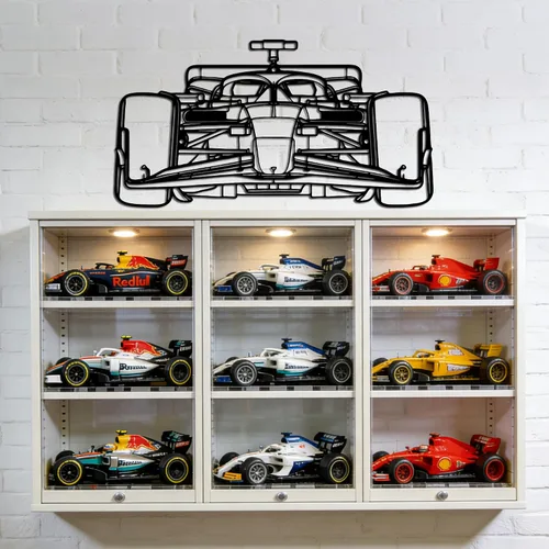 Miniatura 9 de Xedatric F1 Coche de Carreras de Metal Arte de Pared Fórmula 1 Silueta Colgante de Pared Decoración de Coche de Carreras para Garaje, Habitación