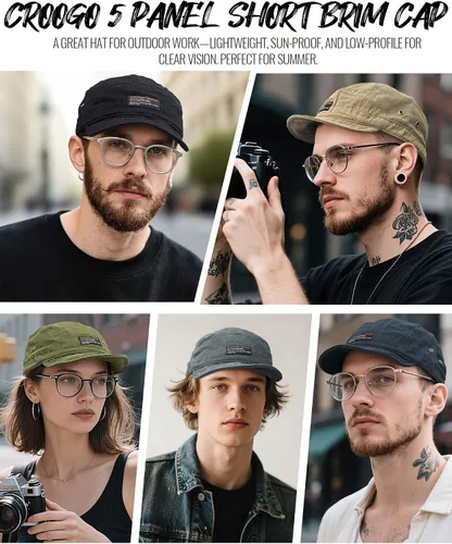 Miniatura 7 de Croogo Gorra de béisbol de ala corta de 5 paneles, gorras de camionero suaves, gorras de cadete de billetes cortos, gorras casuales de árbitro