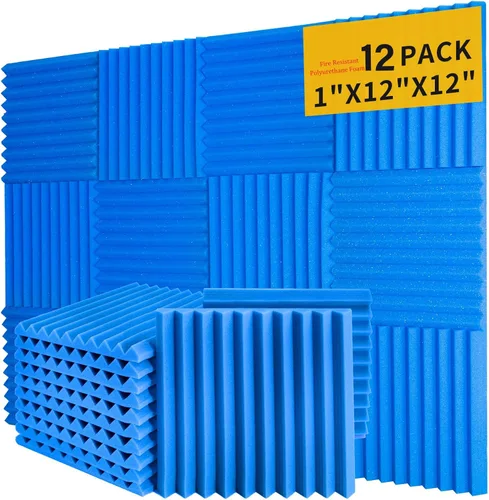 Miniatura 17 de Paquete de 24 paneles acústicos de espuma Saiqiang con aislamiento de sonido, paneles de espuma de 1 x 12 x 12 pulgadas, paneles de absorción