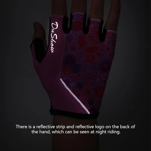 Miniatura 6 de DuShow Guantes de ciclismo acolchados de gel de medio dedo para mujer, antideslizantes, absorben los golpes para ciclismo, ciclismo de montaña
