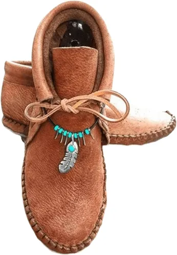 Miniatura 33 de Ladmiple Botas de tobillo para mujer, sin tacón, casual, con cremallera lateral, botas cortas vaqueras occidentales, zapatos para caminar V-Caqui