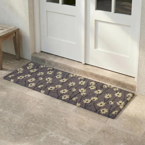 Miniatura 99 de Fab Habitat Felpudo extra grueso, tejido a mano, duradero, fibra de coco natural, entrada, puerta delantera, porche, patio, pájaros en rama, gris
