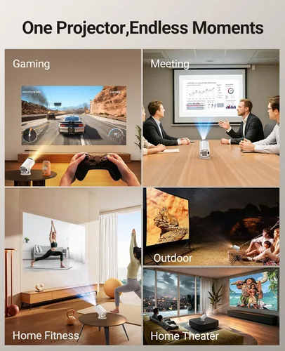 Miniatura 8 de Mini proyector con WIFI 6 y Bluetooth, proyector portátil con soporte 4K 1080P, aplicación incorporada, Android 11, 150 ANSI, corrección trapezoidal