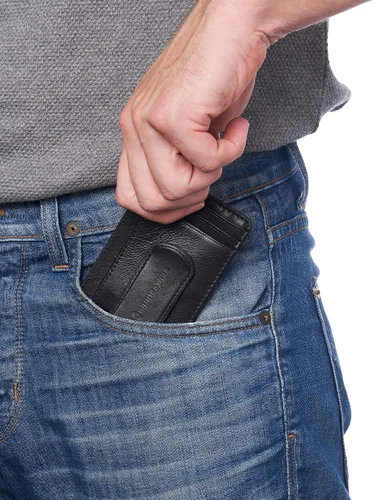 Miniatura 6 de Alpine Swiss RFID Dermot dinero clip frontal bolsillo cartera para hombres cuero viene en una caja de regalo, Negro -, Talla única, Clip de dinero