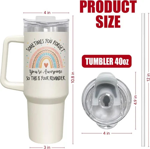 Miniatura 3 de AXIARA Regalos inspiradores para mujeres, vaso aislado de 40 onzas con popote y asa, regalos de aliento de agradecimiento para mujeres, amigas