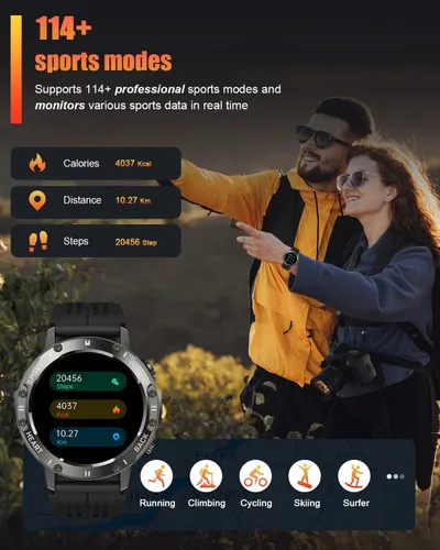 Miniatura 3 de Relojes inteligentes militares para hombres (respuesta/hacer llamadas), reloj de fitness HD de 1.39 pulgadas, monitor de sueño de frecuencia