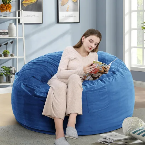 Miniatura 14 de Kromax Sillón Puf Grande de 3.5 Pies para Niños, Adolescentes, Adultos, Espuma Viscoelástica, Fácil de Limpiar, Funda de Ante Suave Lavable, Gris
