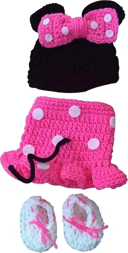 Miniatura 2 de Jastore Fotografía Prop Disfraz de bebé Lindo Crochet Sombrero de punto Gorra Niña Niño Pañal Zapatos Ratón