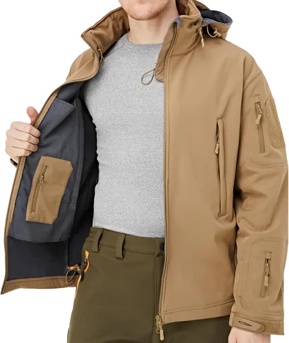 Miniatura 7 de MAGCOMSEN - Chaqueta táctica para hombre, de invierno, con forro polar y bolsillos múltiples, para esquiar, impermeable, forrada