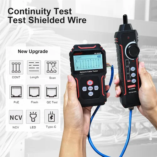 Miniatura 2 de NOYAFA NF-8209S Probador de Cables de Red Avanzado Actualizado con PoE y NCV, Prueba de Longitud de Cable, Parpadeo de Puerto, Rastreador de Cables