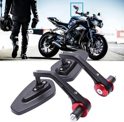 Miniatura 8 de Espejos de extremo de barra – Universal 7/8 estándar azul lente retrovisor flecha lateral compatible con Sportster 883 Street Bike Dirt Bike chopper