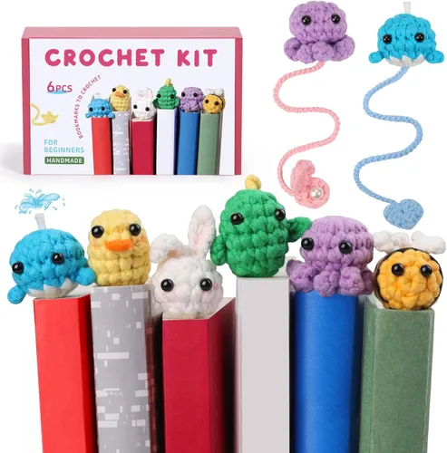 Miniatura 8 de Kogyxe Kit de Ganchillo para Principiantes, Kits de Inicio de Ganchillo Amigurumi con Tutoriales en Video Paso a Paso, Paquete de Inicio de Tejido