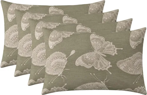 Miniatura 112 de RSH DECOR: Sunbrella - Juego de 4 almohadas lumbares, 20 x 12 pulgadas, tela de rendimiento resistente al agua y a la decoloración, fundas