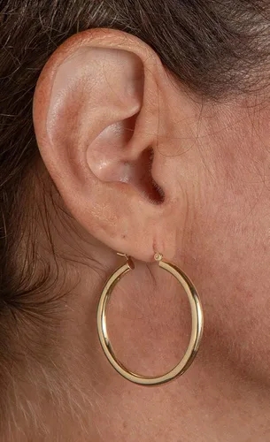 Miniatura 6 de Aretes de aro de oro amarillo de 14 quilates con cierre de clic, (tubo de 0.118in)