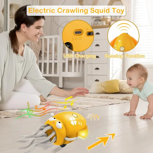 Miniatura 3 de Plnmlls Juguete de pulpo bailarín, juguetes para el tiempo boca abajo, con música y luz LED, batería recargable integrada y volumen que se pueden