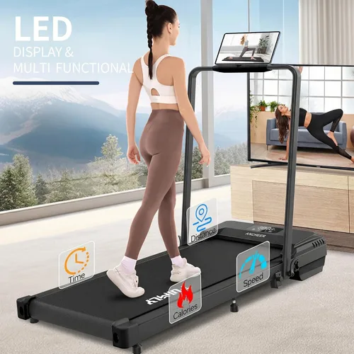 Miniatura 4 de FUNMILY Cinta de Correr Plegable con Almohadilla de Caminata Mejorada con Inclinación del 12%/15% y Barra de Manejo, Cintas de Correr Compactas
