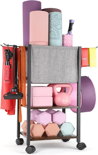 Estante de Almacenamiento para Esterilla de Yoga, Equipo de Gimnasio en Casa, Organizador de Equipo de Entrenamiento, Soporte para Esterilla de Yoga