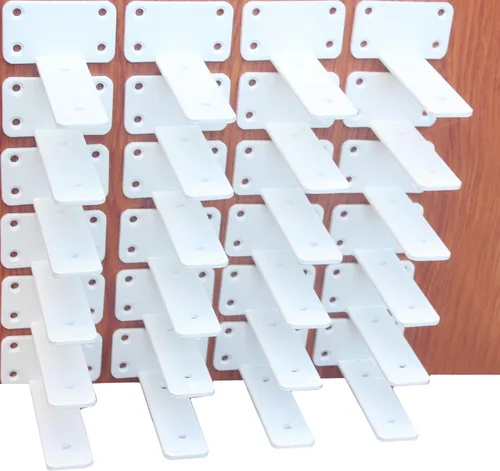Miniatura 11 de Paquete de 2 - Soportes de estante en L ocultos negros de 4 pulgadas (1/5 pulgada de grosor) Soportes de estante flotante de hierro Soportes