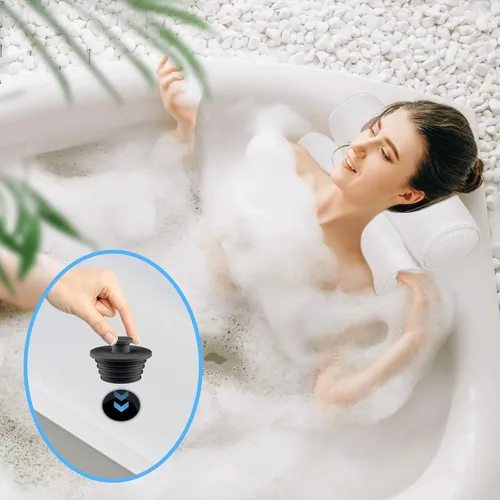 Miniatura 6 de Aluvor Tapón para bañera, 2 piezas, tapón de fregadero, tapón de bañera, tapón de drenaje de ducha de baño, tapón de drenaje de bañera de silicona