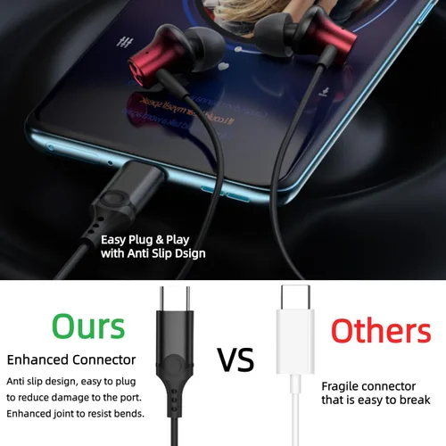 Miniatura 5 de Auriculares USB C para iPhone 17 Pro Max 16 15 17e 16e Auriculares magnéticos con cable para Samsung S26 Ultra S25 FE S23 A17 A36 Auriculares