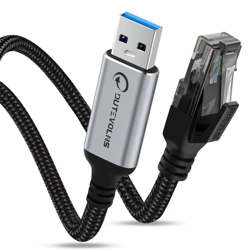 Cable USB a Ethernet de 3.3 pies, USB 3.0 A a RJ45 macho de nailon, Gigabit conectado directamente, compatible con laptop, PC de escritorio, Switch,