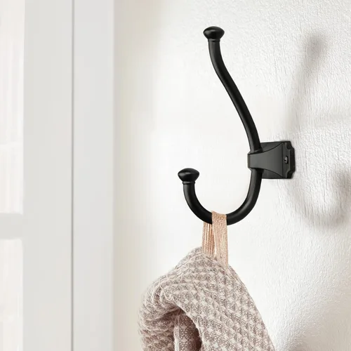 Miniatura 3 de TUNNY Paquete de 5 ganchos simples para abrigos, color negro mate, ganchos para toallas, adecuados para armarios de zapatos, armarios, baño