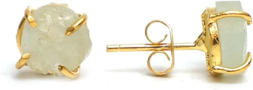 Miniatura 109 de Gempires Natural Raw Prong Setting Stud Earrings, 8-10 mm Crystals Earring, Handmade Jewelry, Gift for Her