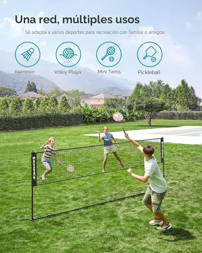 Miniatura 2 de SONGMICS - Red de bádminton ajustable en altura, red de voleibol, red de pickleball para tenis junior, niños, cancha interior y exterior, red Negro