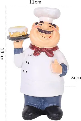 Miniatura 3 de Garneck - Adorno de chef con pastel creativo de cocina, escultura decorativa para el hogar, cocina, bar, cafetería, tienda, decoración de mesa, 7.48