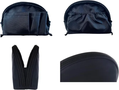Miniatura 5 de Bolsa Pequeña de Maquillaje para Bolso Bolsa de Cosméticos Portátil Impermeable para Viaje Bolso de Maquillaje para Mujeres, Negro