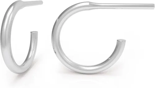 Miniatura 17 de Aretes de aro de plata de ley, plata de ley 925, 0.472 in, 16 ga, aretes de aro para mujer, aretes de aro de plata hipoalergénica, aretes de aro