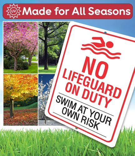 Miniatura 4 de Metal Sign-No Lifeguard on Duty, Swim At Your Own Risk- Use Indoor/Outdoor - Water Safety Notice Hazard Awareness Sign, For Beaches, Rivers, Lakes