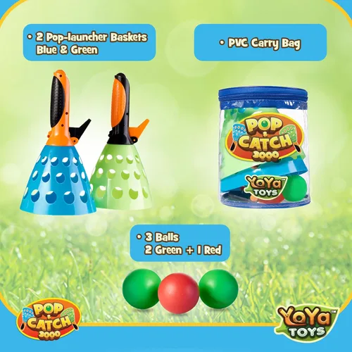 Miniatura 3 de YoYa Toys Juego de pelota Pop and Catch – Actividades de juego para niños en interiores y exteriores, juegos de atrapa para acampar, deportes
