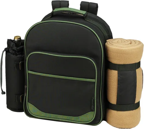 Miniatura 2 de Picnic at Ascot - Mochila de picnic ecológica para 4 personas equipada de lujo con enfriador, soporte de vino aislado y manta - Verde bosque